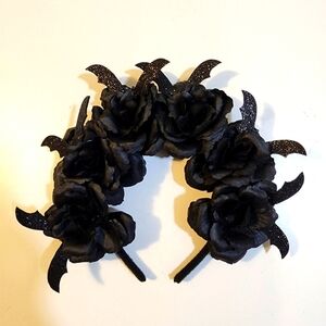 Halloween Black  Floral Morticia  Headband